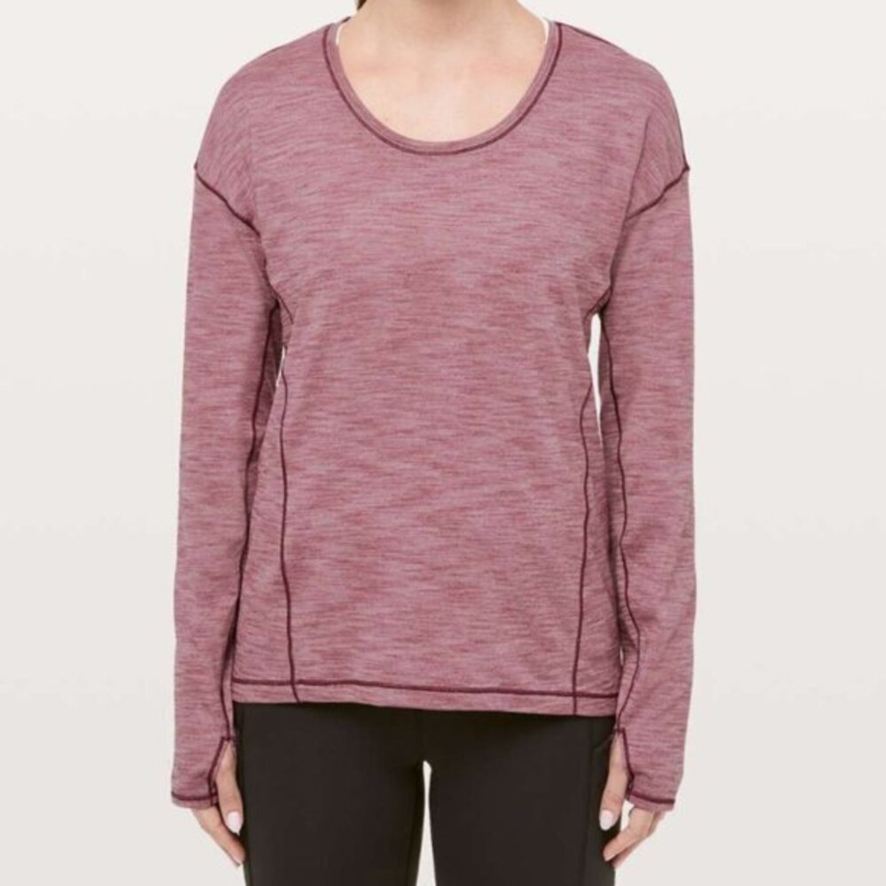 Lululemon Sweat Embrace Long Sleeve Heathered Misty Merlot Women's 10